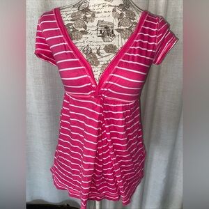 Abercrombie Fitch Women's XS VTG Y2K Pink Striped Babydoll Top
